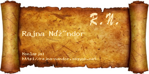 Rajna Nándor névjegykártya