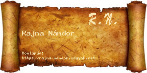 Rajna Nándor névjegykártya